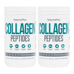 NaturesPlus Collagen Peptides two-pack containers ready for daily skin and joints support.
