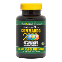 NaturesPlus Commando 2000-60 bottle front view highlighting antioxidant blend.