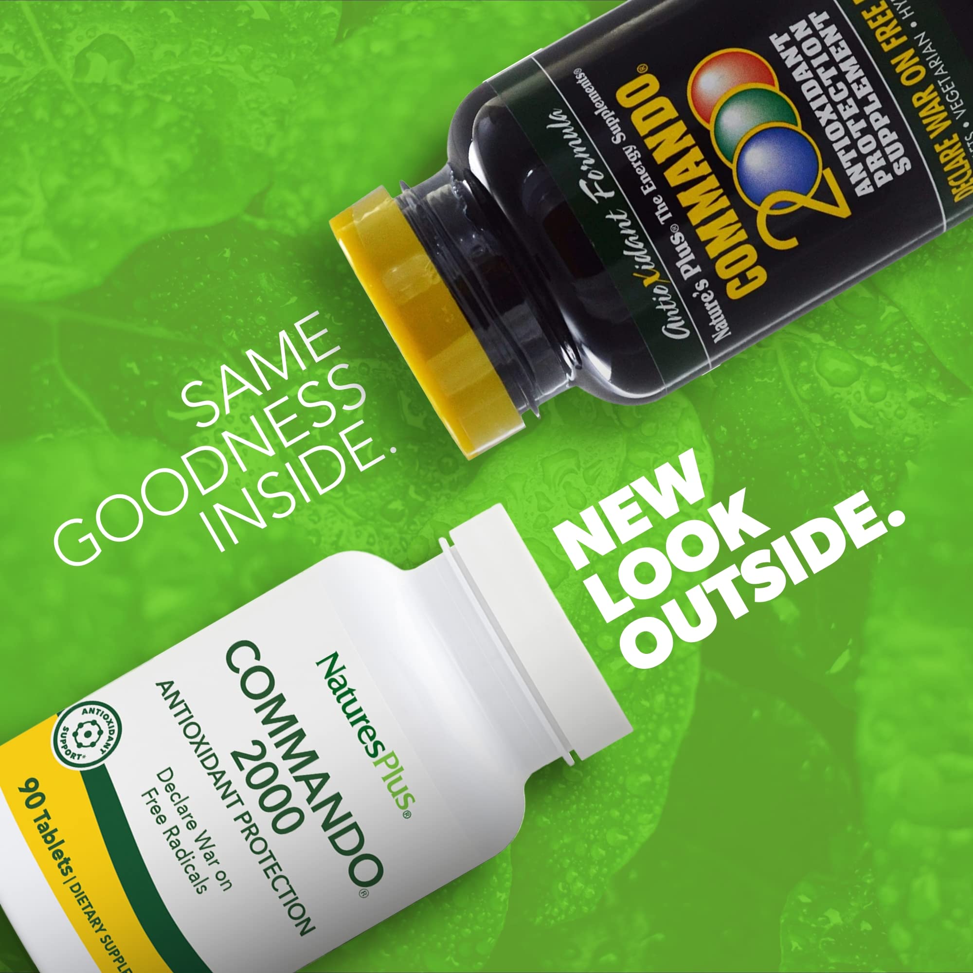 NaturesPlus Commando 2000-90 tablets close-up for daily antioxidant support.