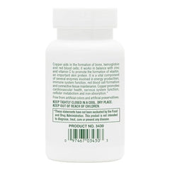 NaturesPlus Copper 3 mg side view highlighting 90 tablets for daily use