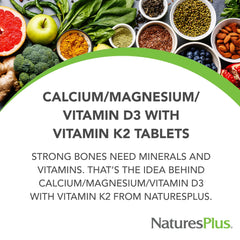 NaturesPlus supplement label emphasizes high-potency D3 and K2 for absorption.