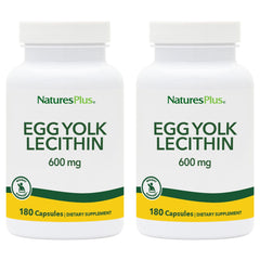 NaturesPlus Egg Yolk Lecithin bottle front showing 600 mg per serving for everyday use.