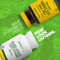 NaturesPlus Egg Yolk Lecithin capsules close-up highlights clean, allergen-friendly ingredients