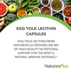 NaturesPlus Egg Yolk Lecithin label close-up with gluten-free and soy-free details