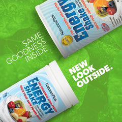 NaturesPlus Energy Shake being poured into a glass for a quick, clean energy boost