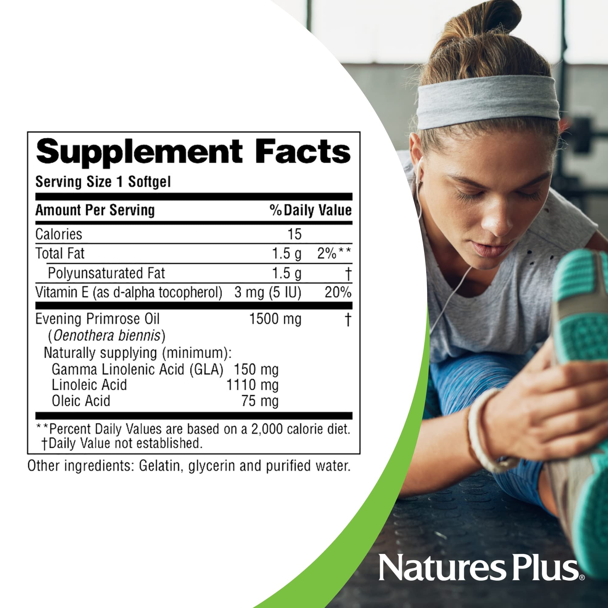 NaturesPlus EPO1500 capsules arranged to emphasize count in bottle.