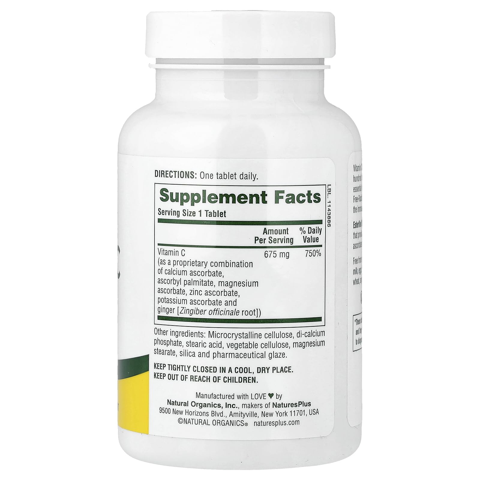 NaturesPlus Esterified Vitamin C 675 mg tablets close-up — supports immune health and antioxidants.