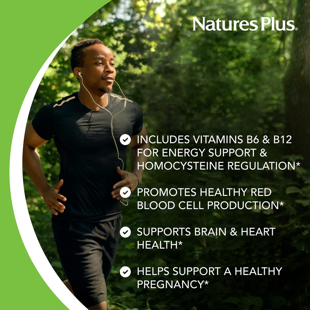 Bottle open with tablets ready for daily use in NaturesPlus Folic Acid Hearts.