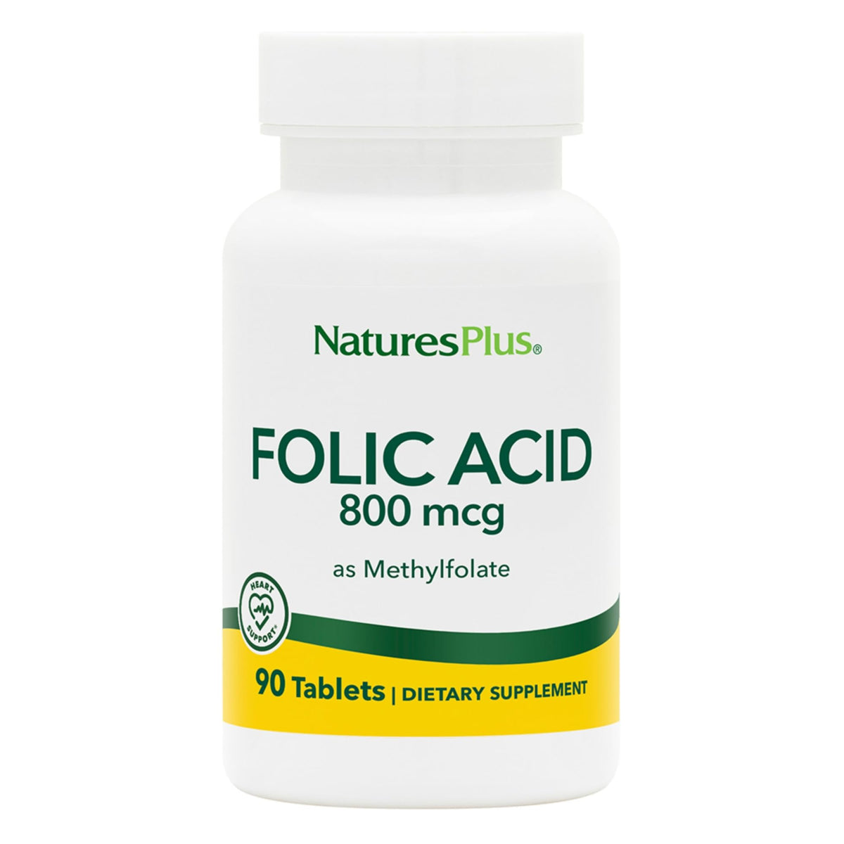 Nature's Plus Folic Acid methylfolate bottle front label for daily support