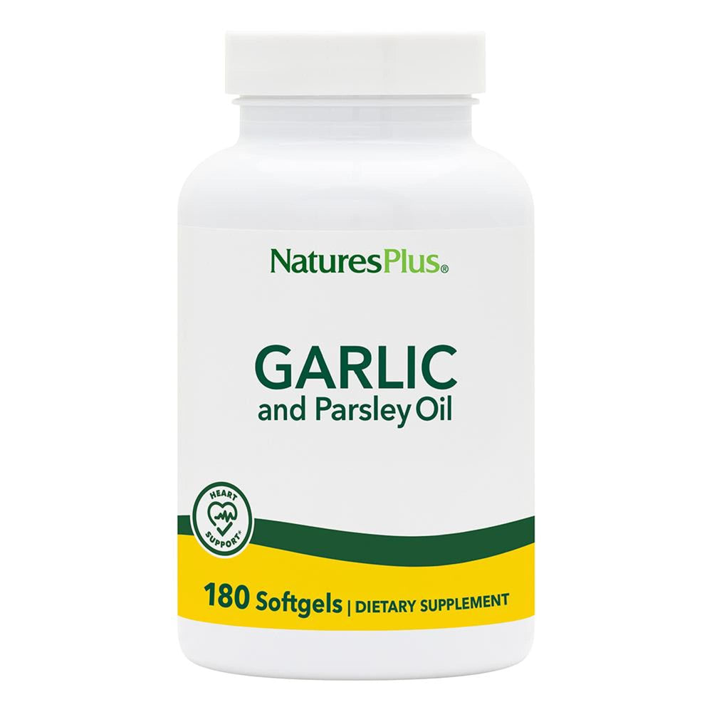 Nature's Plus Garlic and Parsley softgels bottle for daily wellness.