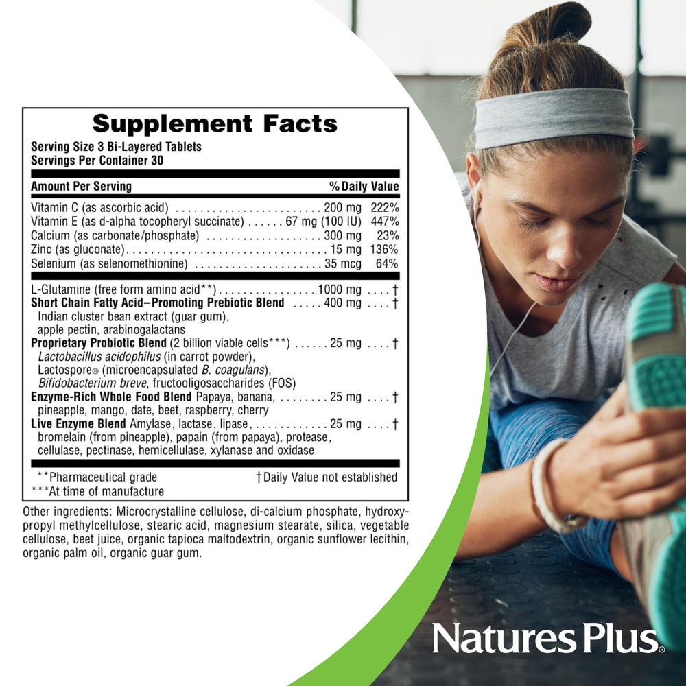 Nature’s Plus GI Natural gluten-free claim close-up highlights purity and absence of artificial colors.