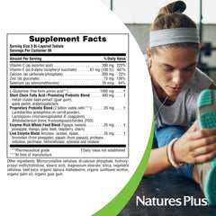 Nature’s Plus GI Natural gluten-free claim close-up highlights purity and absence of artificial colors.