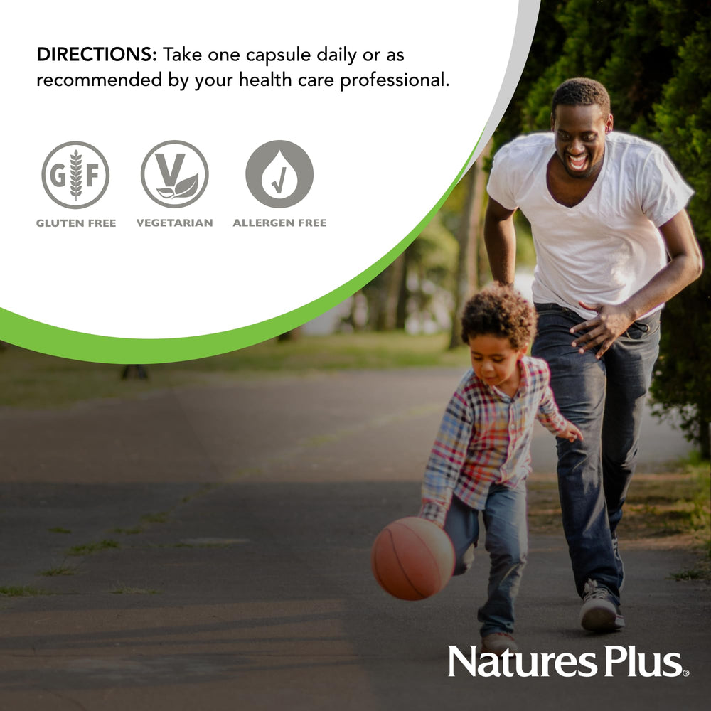 NaturesPlus Gugulipid bottle with a glass of water, convenient daily use