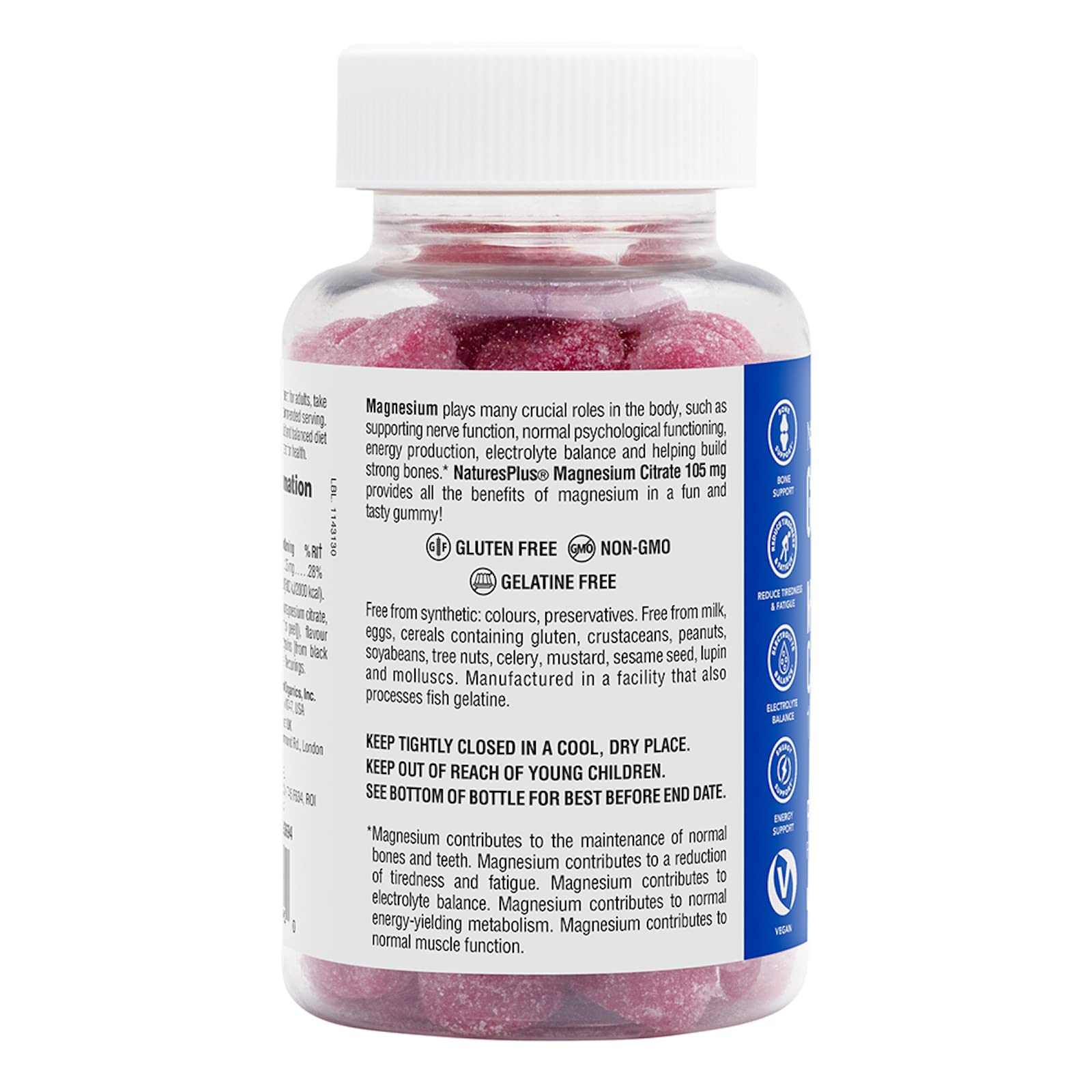Non-GMO badge and allergen-free claim on Nature'sPlus label