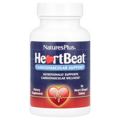 NaturesPlus Heartbeat vegan tablets bottle for a convenient daily supplement routine.