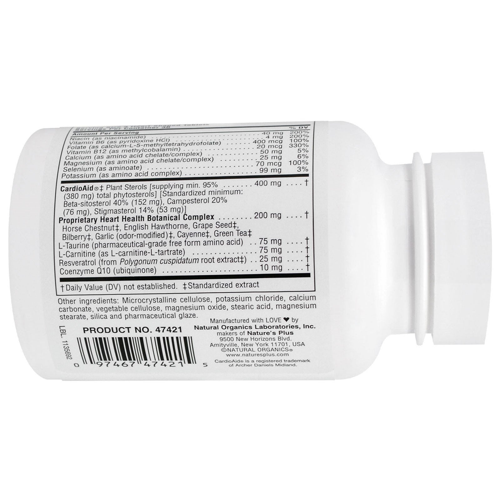 NaturesPlus Heartbeat tablets on a kitchen counter for easy daily use.