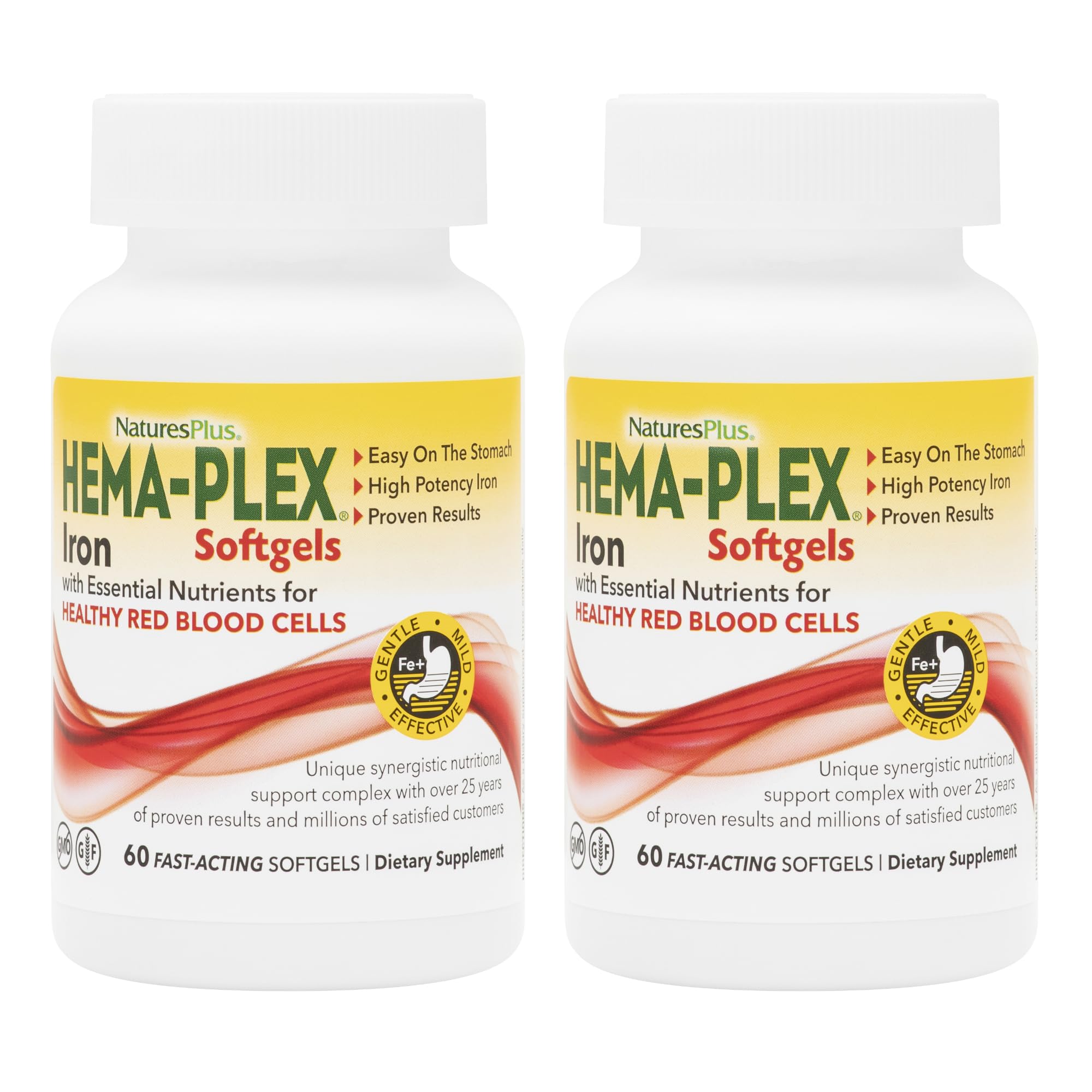 NaturesPlus Hema-Plex Iron softgels bottle with high-potency daily iron support