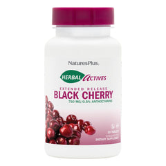 NaturesPlus Herbal Actives Black Cherry tablet bottle for daily antioxidant support.