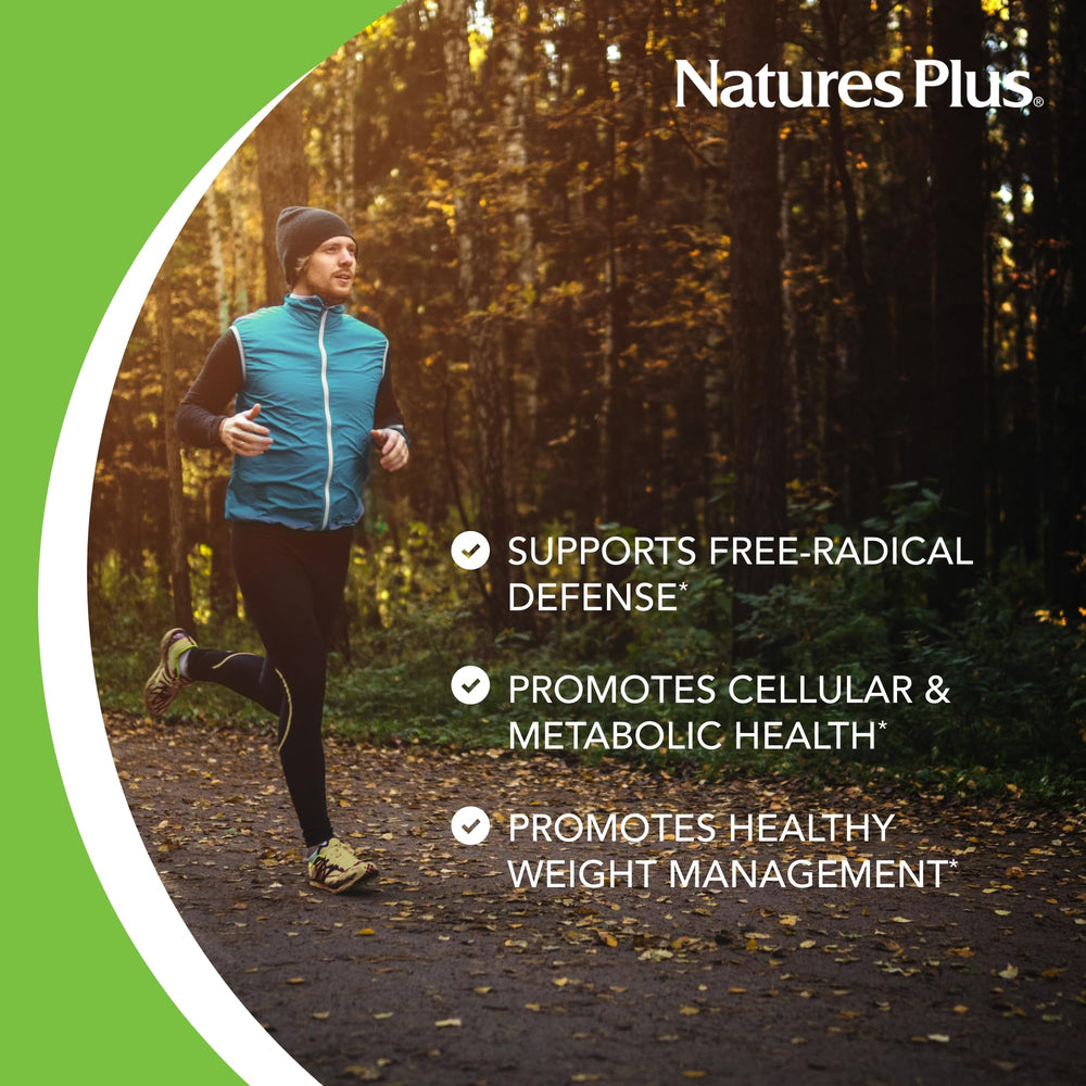 NaturesPlus Herbal Actives Chinese Green Tea tablets front showing compact vegetarian tablets