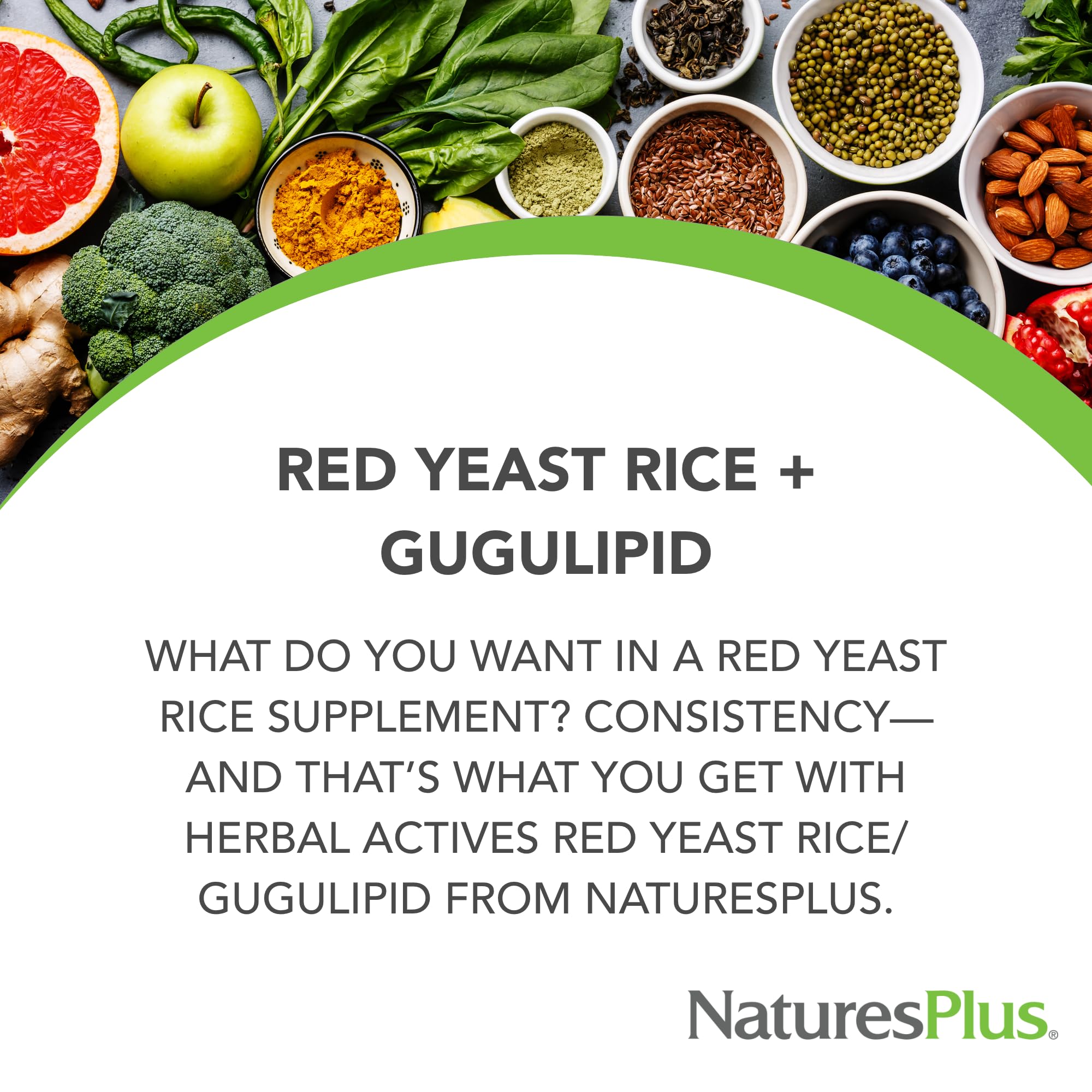 NaturesPlus Herbal Actives Gugulipid capsules highlight the proprietary extract for vitality.