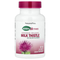NaturesPlus Herbal Actives Milk Thistle extended-release bottle for daily wellness routine.