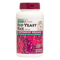 NaturesPlus Herbal Actives Red Yeast Rice bottle with 60 vegan tablets for cholesterol support.