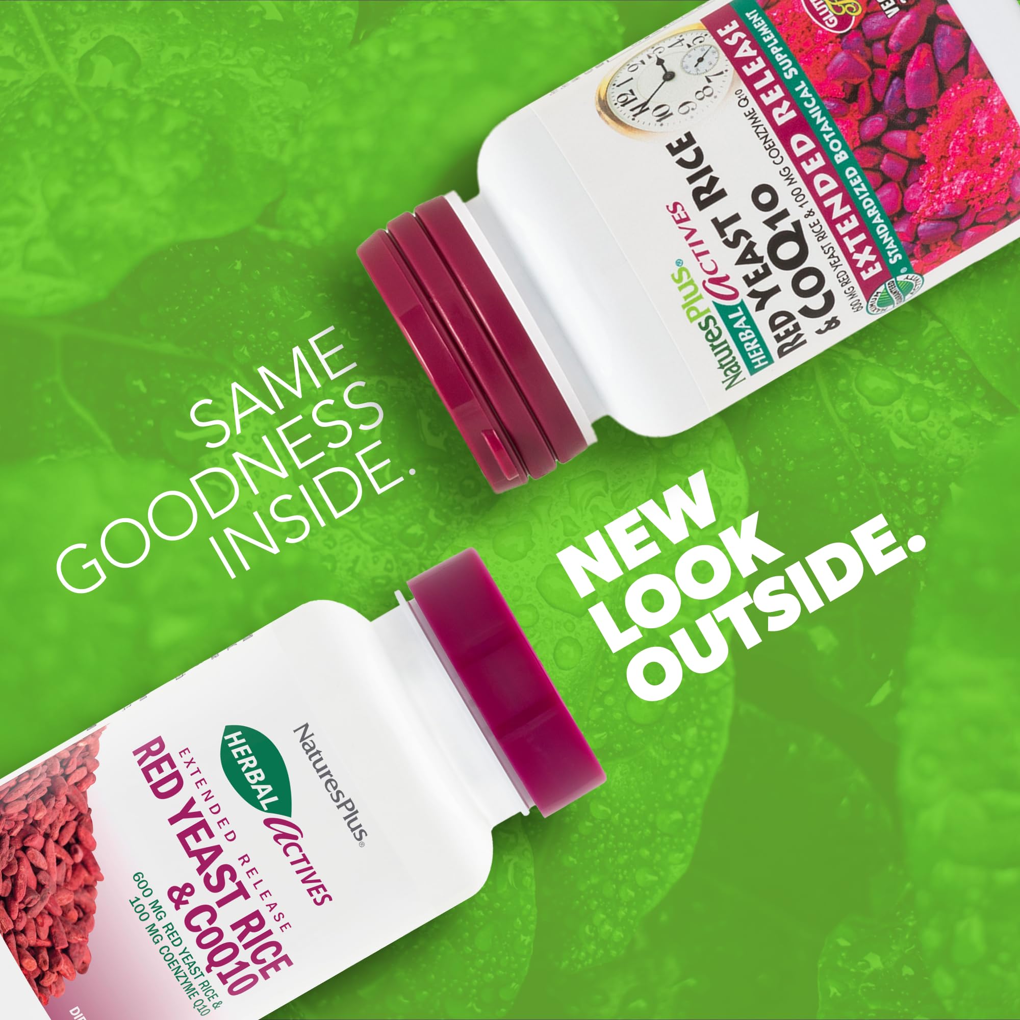 NaturesPlus Herbal Actives bottle close-up highlighting gluten-free vegan formulation