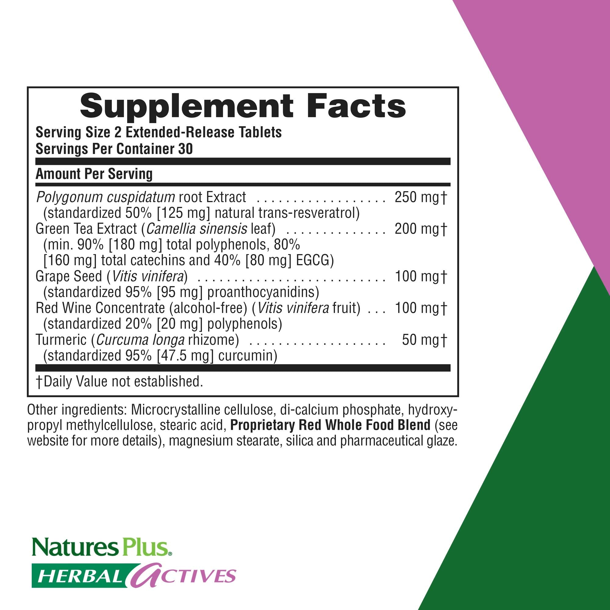 NaturesPlus Herbal Actives Resveratrol bottle close-up highlighting design