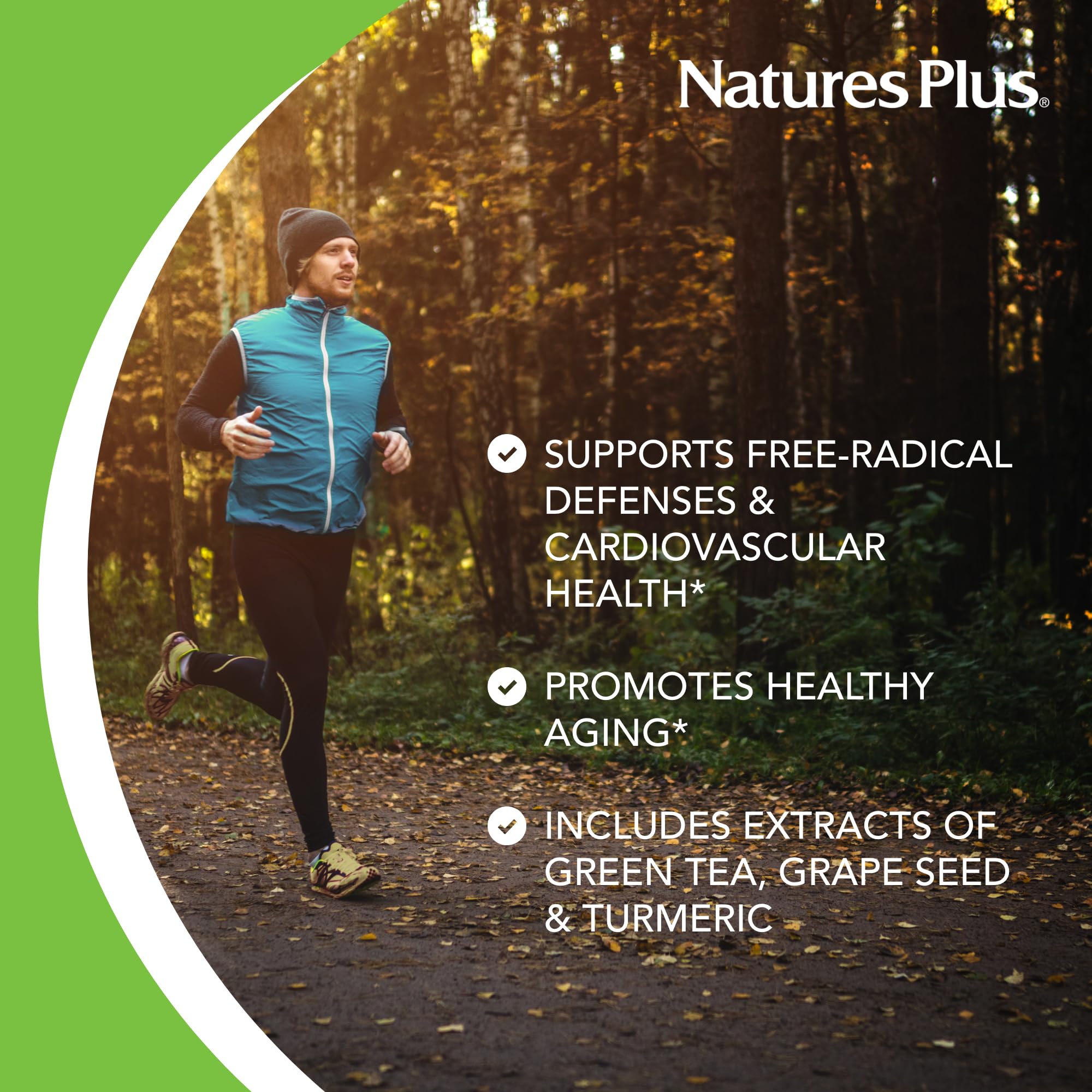 NaturesPlus Herbal Actives Resveratrol tablets 60-count pack ready for daily use