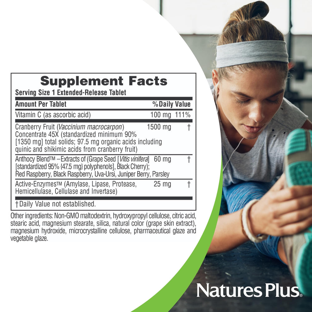 NaturesPlus Herbal Actives Ultra Cranberry 1500 extended-release pill visualization