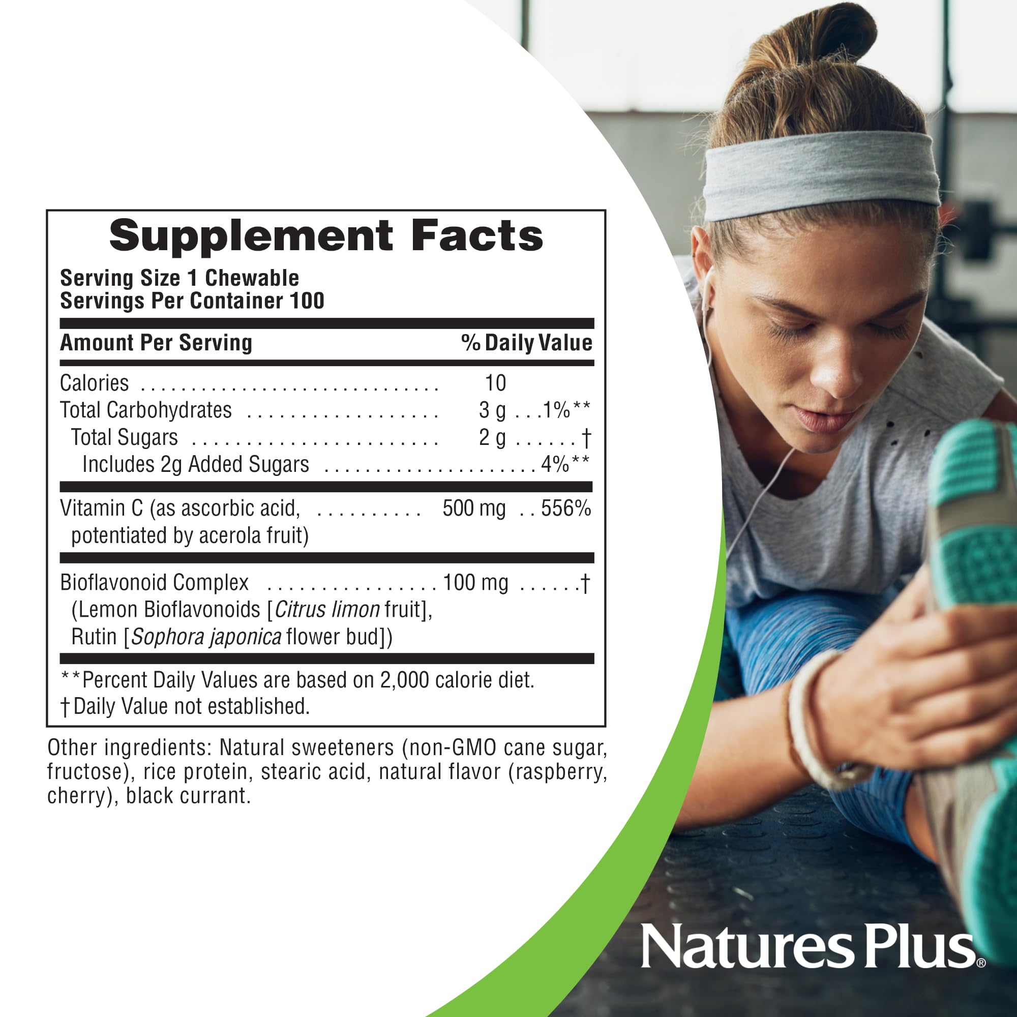 NaturesPlus Immune Vitamin C citrus imagery evokes fresh, natural flavor.