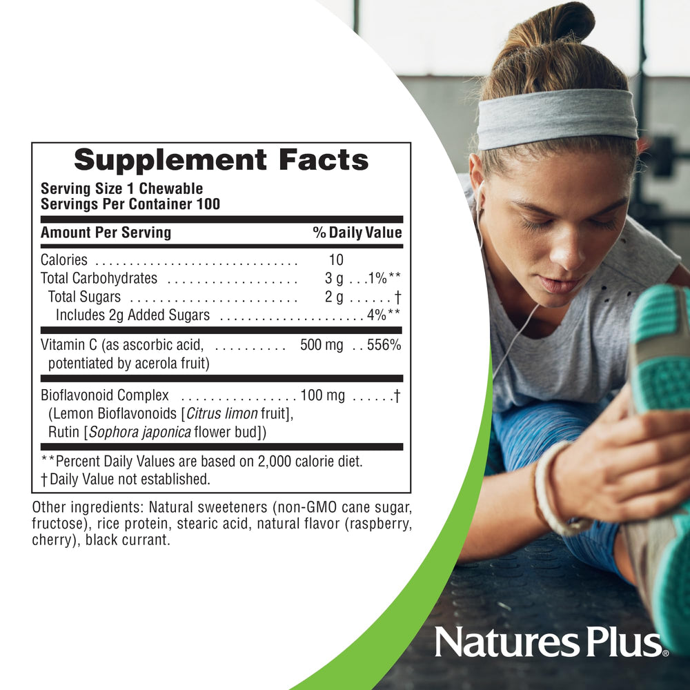 NaturesPlus Immune Vitamin C citrus imagery evokes fresh, natural flavor.