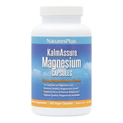NaturesPlus KalmAssure magnesium bottle with label, signaling calm energy support.