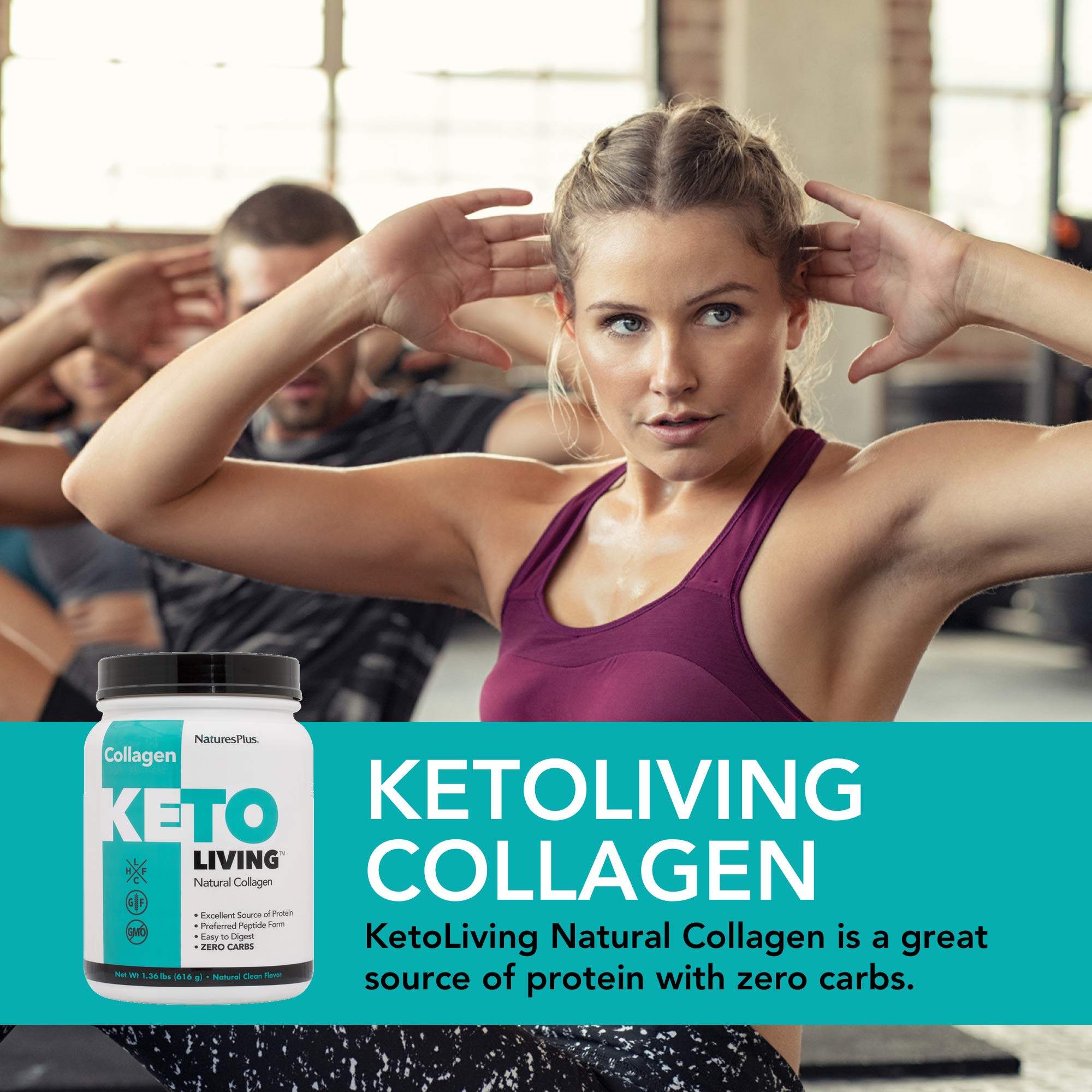 NaturesPlus Ketoliving ingredients sources image highlighting grass-fed beef, cod, and poultry origins