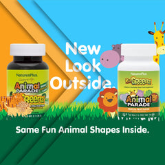 KidGreenz animal-shaped tablets close-up, convenient daily nutrition for kids