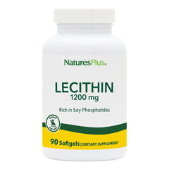 NaturesPlus Lecithin softgels bottle showing 1200 mg per serving for daily use