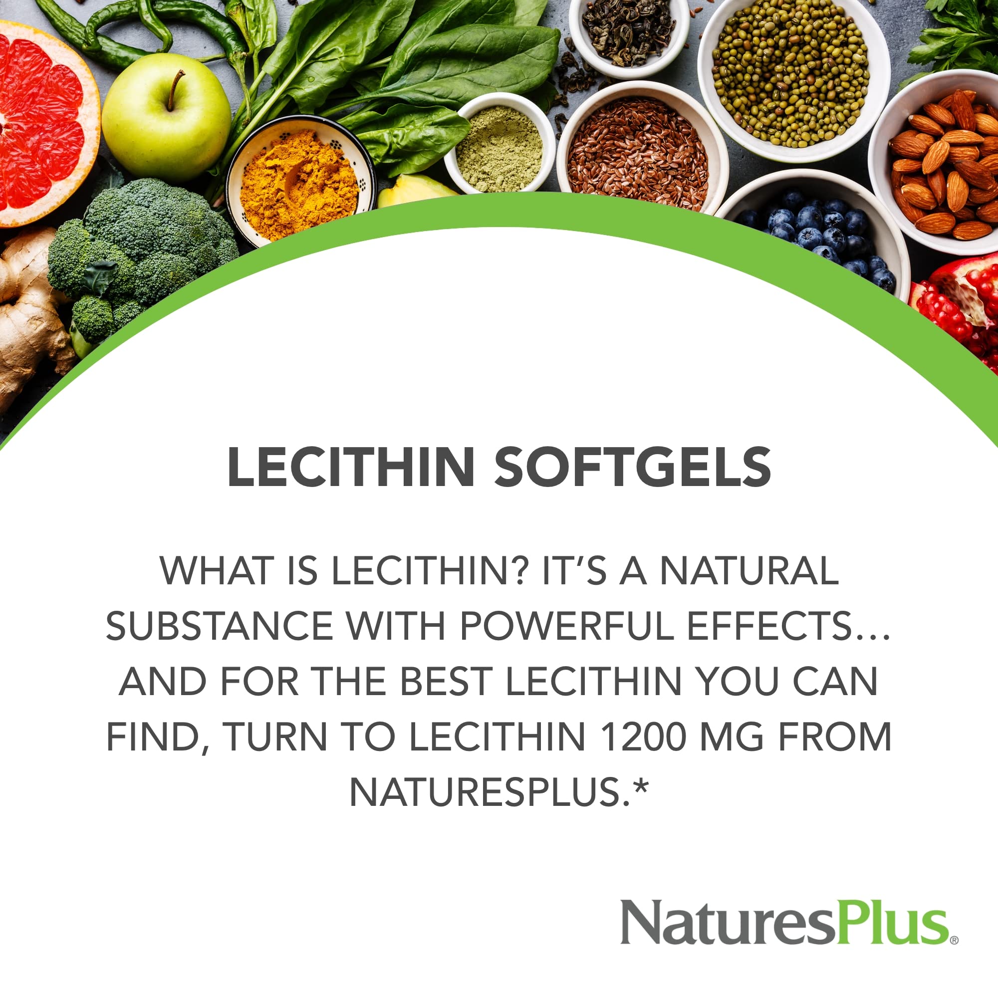 Graphic highlighting 58-60% soy phosphatides in NaturesPlus Lecithin