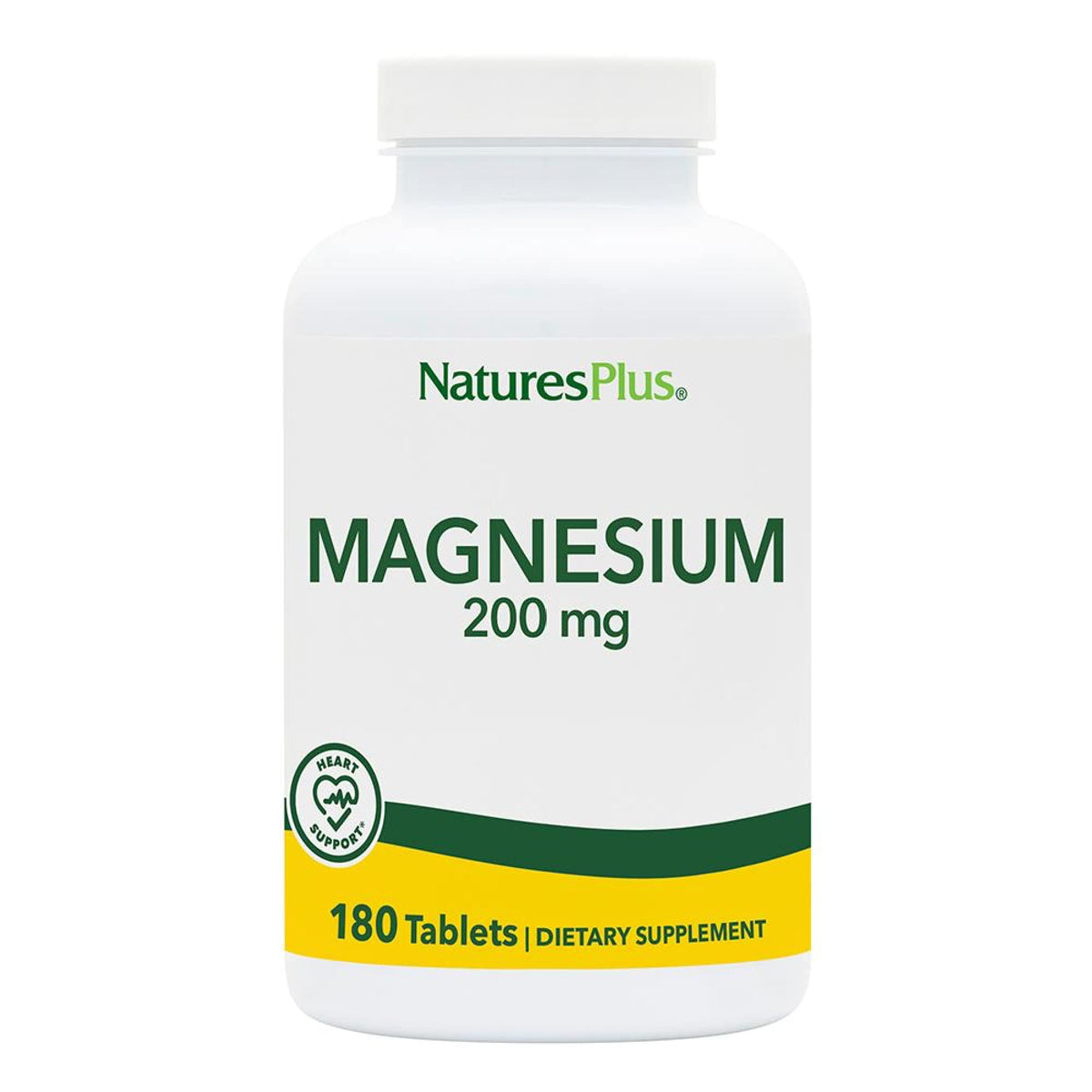 NaturesPlus Magnesium 200mg tablets bottle for daily mineral support.