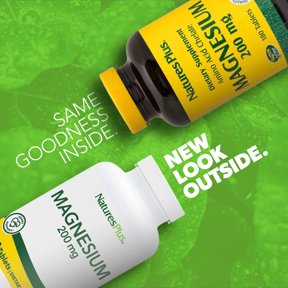 NaturesPlus Magnesium soy amino acid chelate close-up highlighting enhanced absorption.