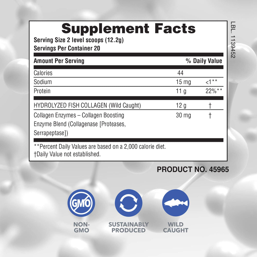 NaturesPlus Marine Collagen Peptides produced in FDA- and NSF-registered facilities.
