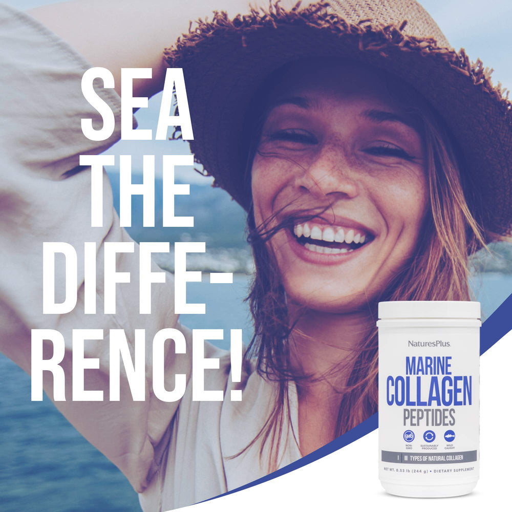 NaturesPlus Marine Collagen Peptides hydrolyzed formula for better absorption.