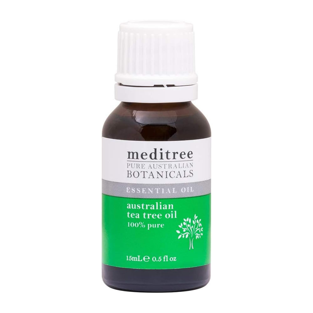Nature'sPlus Meditree Tea Tree Oil bottle cap close-up, ideal for natural skin cleansing.