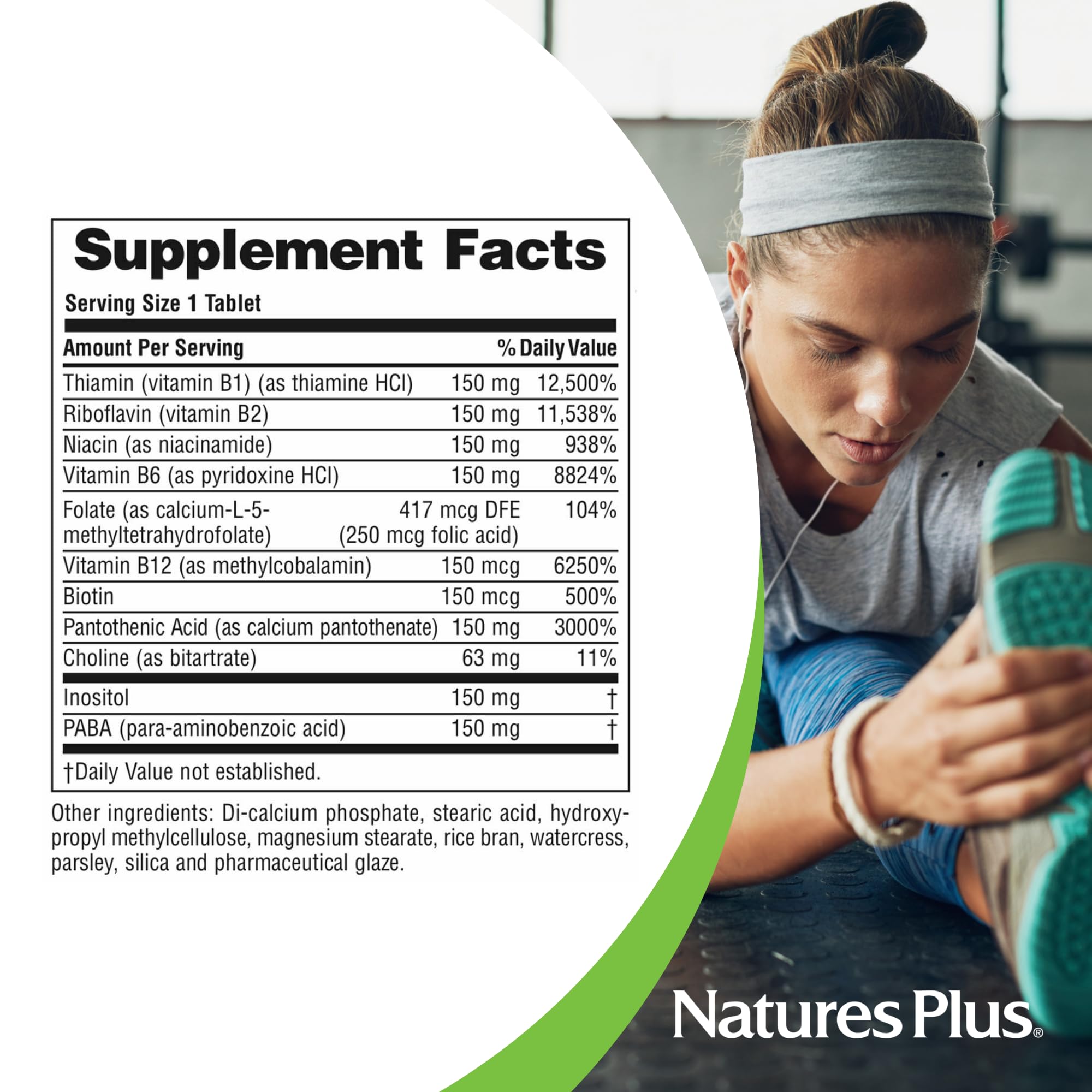 NaturesPlus Mega B-150 gluten-free symbol indicating dietary compatibility