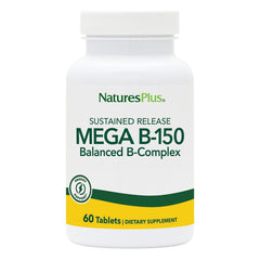 NaturesPlus Mega B150 Complex bottle front highlights sustained-release design for balanced daily energy