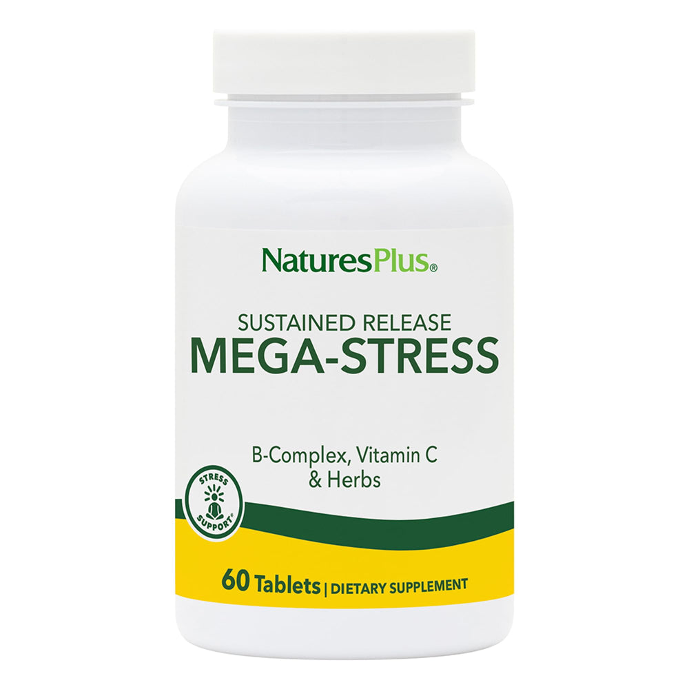 NaturesPlus Mega-Complex bottle front displaying 60 vegetarian tablets, potential daily support