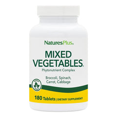 NaturesPlus Mixed Vegetables tablets bottle front for convenient daily greens.
