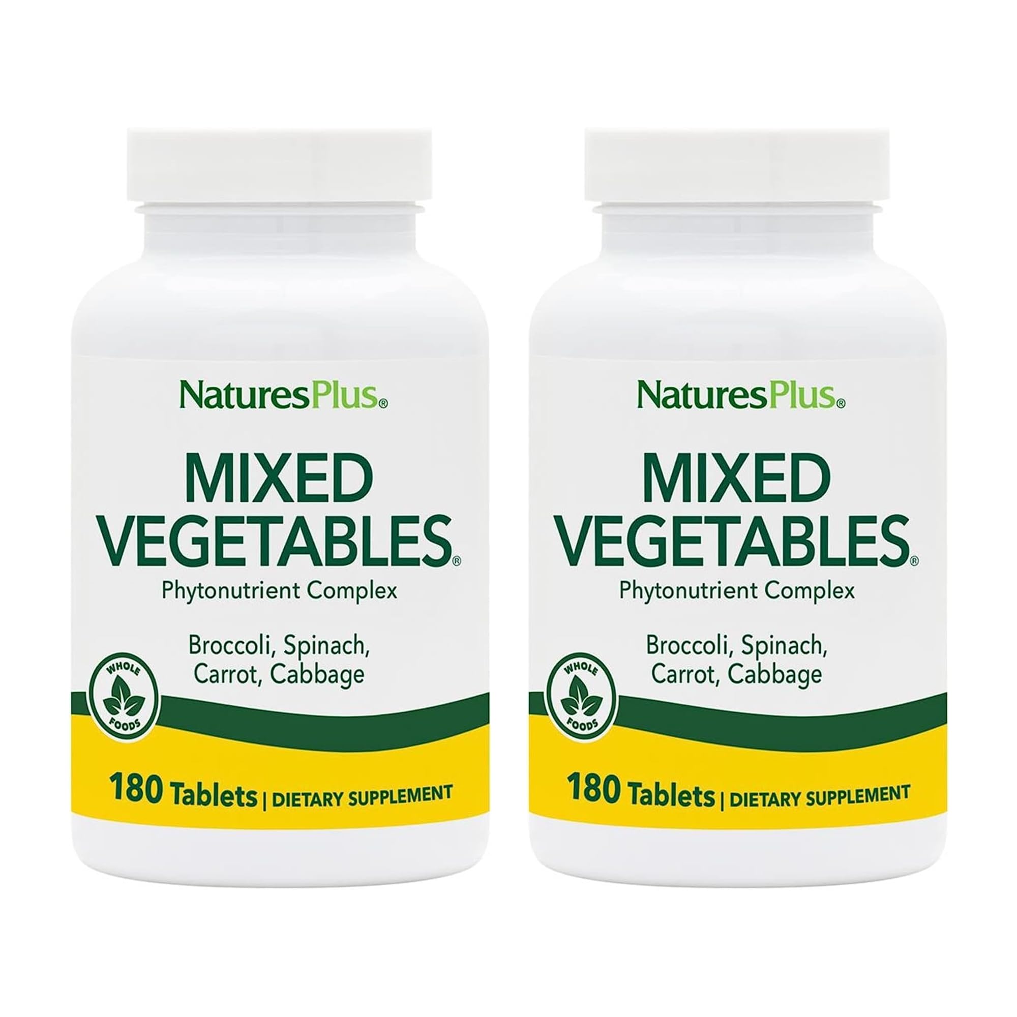 NaturesPlus Mixed Vegetables bottle front for daily greens nutrition.