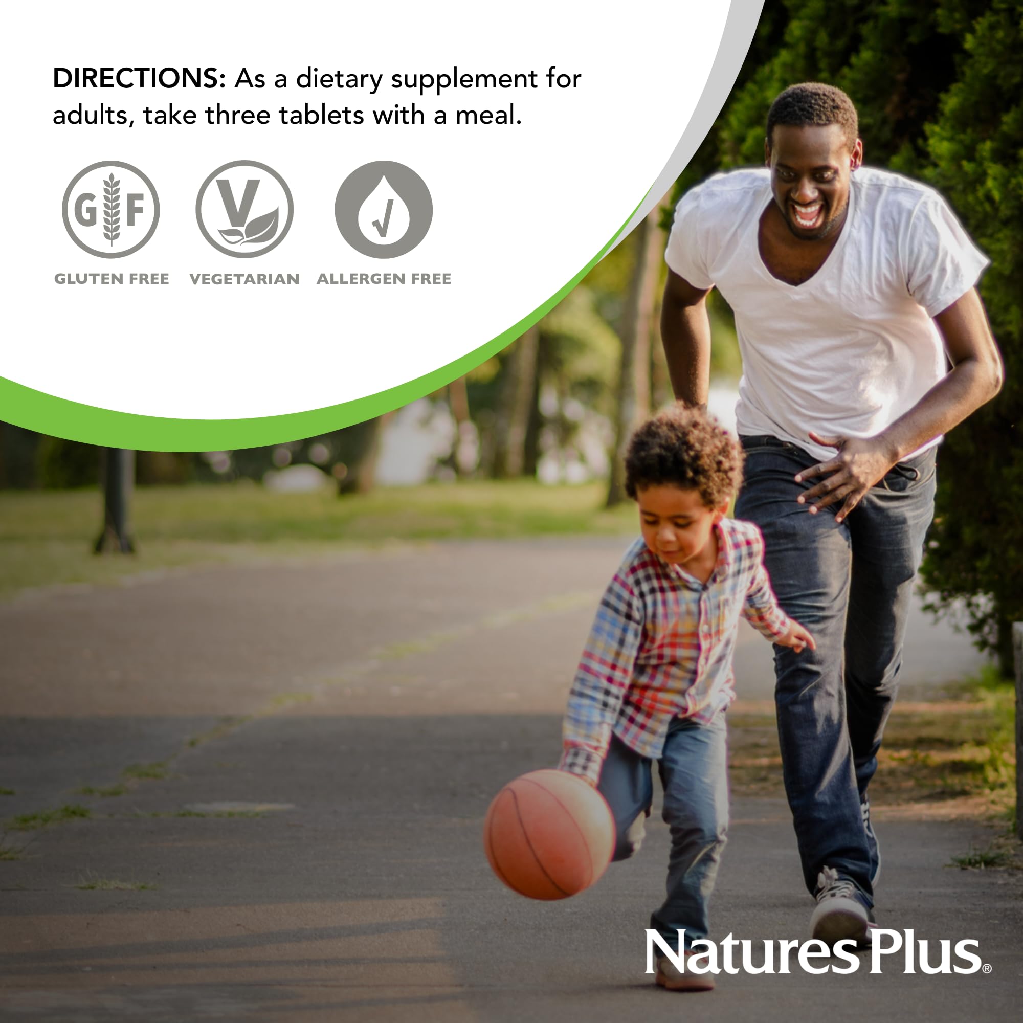 NaturesPlus Mixed Vegetables bottle in lifestyle scene suggesting overall wellness.