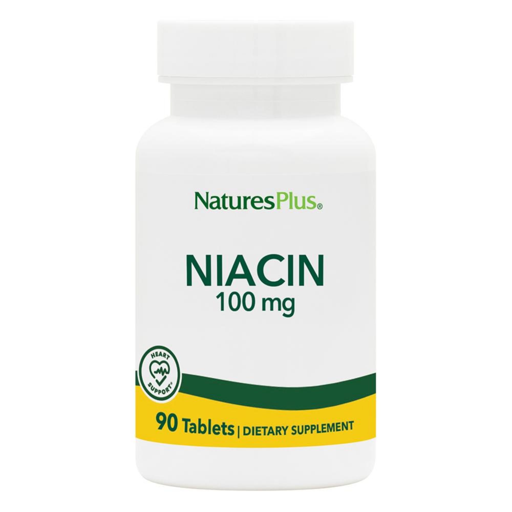 NaturesPlus Niacin 100 mg tablets front view for daily vitamin B3 support