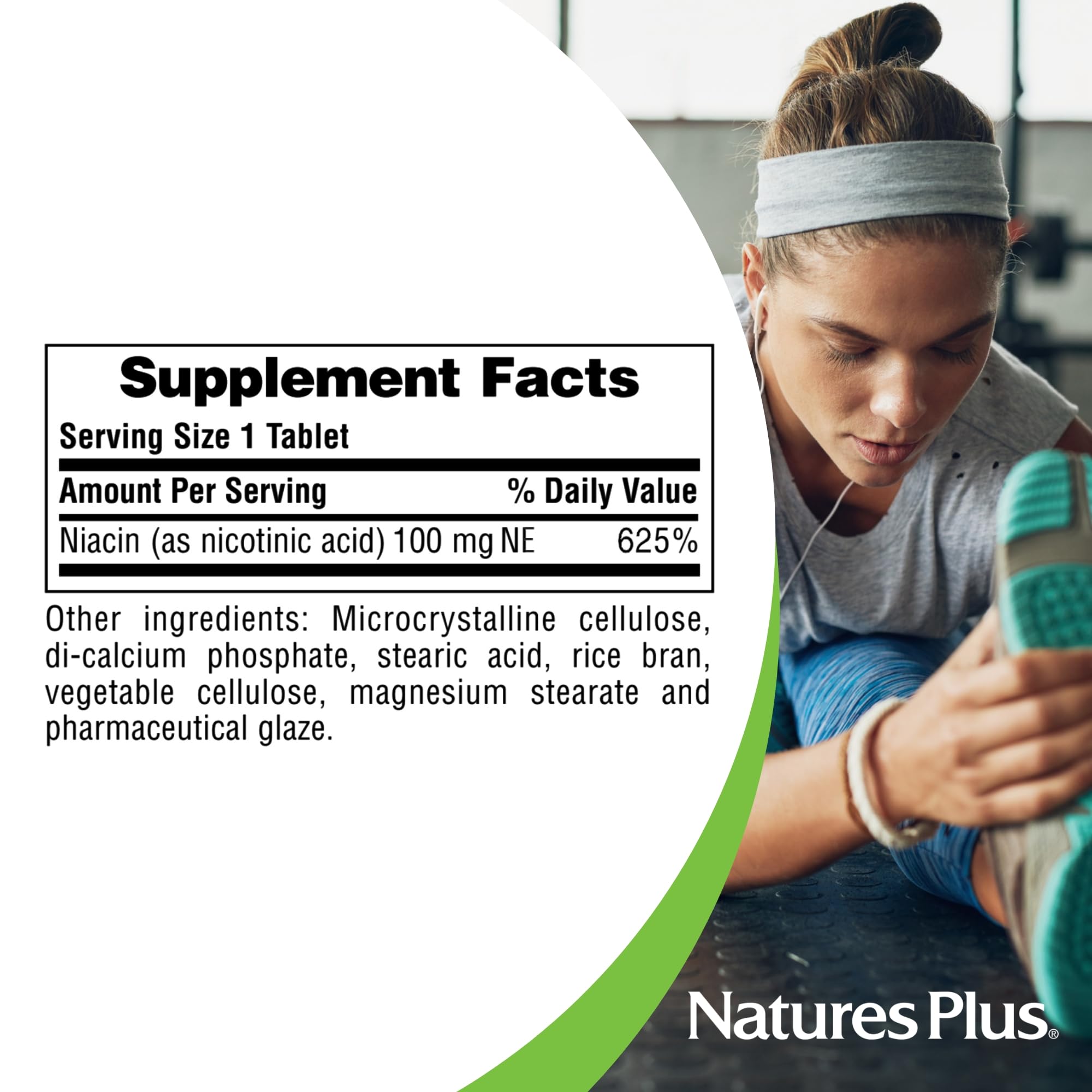 NaturesPlus Niacin rice bran base visual indicating fortified base